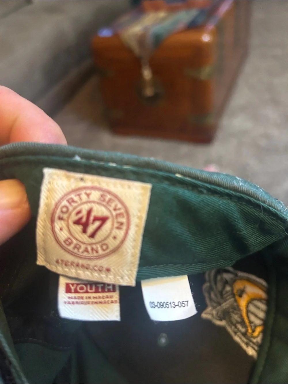 47 Olive Green Hat with Yellow Mascot Embroidery